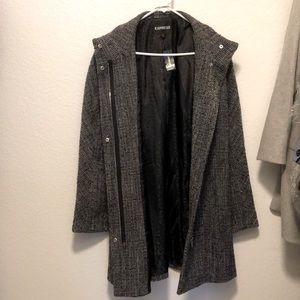 Express black/gray tweed coat